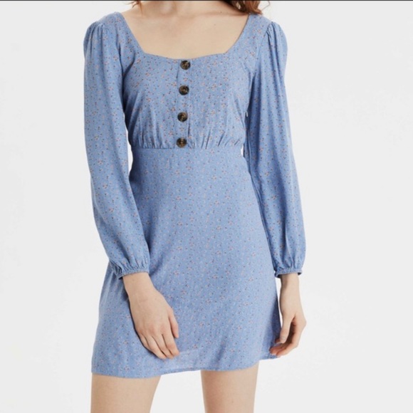 Light Blue Floral American Eagle Dress - Picture 2 of 8